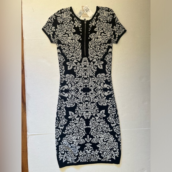 Carmen Marc Valvo black & white textured jacquard dress NWT Sz-XS. T13 - Picture 6 of 11